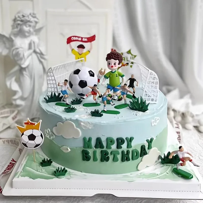 Football Theme Cake Topper Happy Birthday Soccer Boy Cupcake Flags Kids Years Old Birthday Party Cake Decoration for Baby Shower