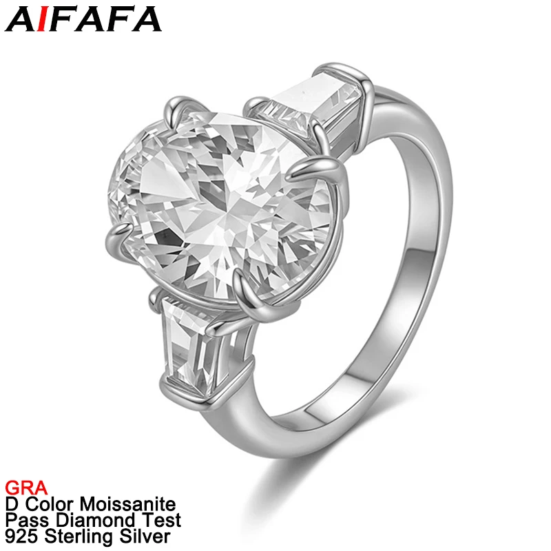 

Real 10 Carat Oval Moissanite Diamond Rings Stunning s925 Silver Moissanite Finger Ring Plate 18k Gold Fine Jewelry