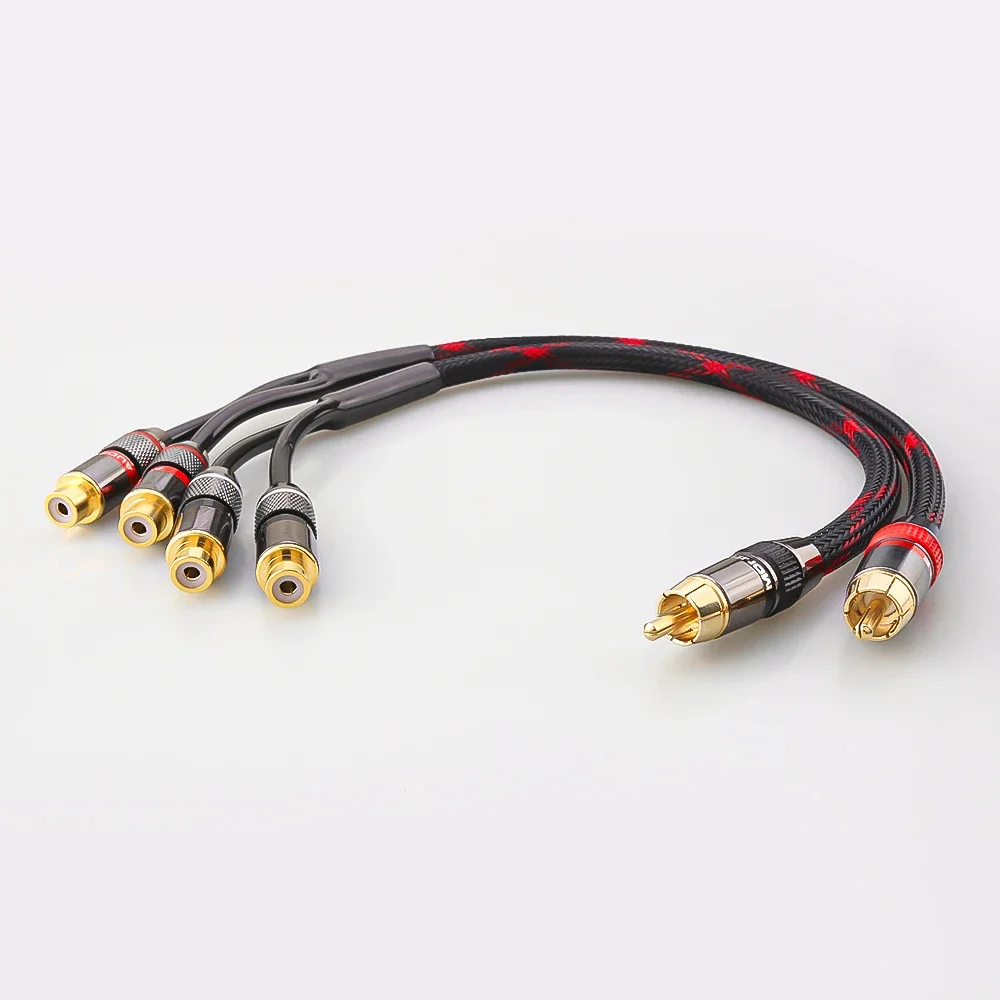 HiFi Y Splitter Audio Cable RCA Male to 2 Female Plug RCA Connector Adapters Cable Wire Cord for Amplifer