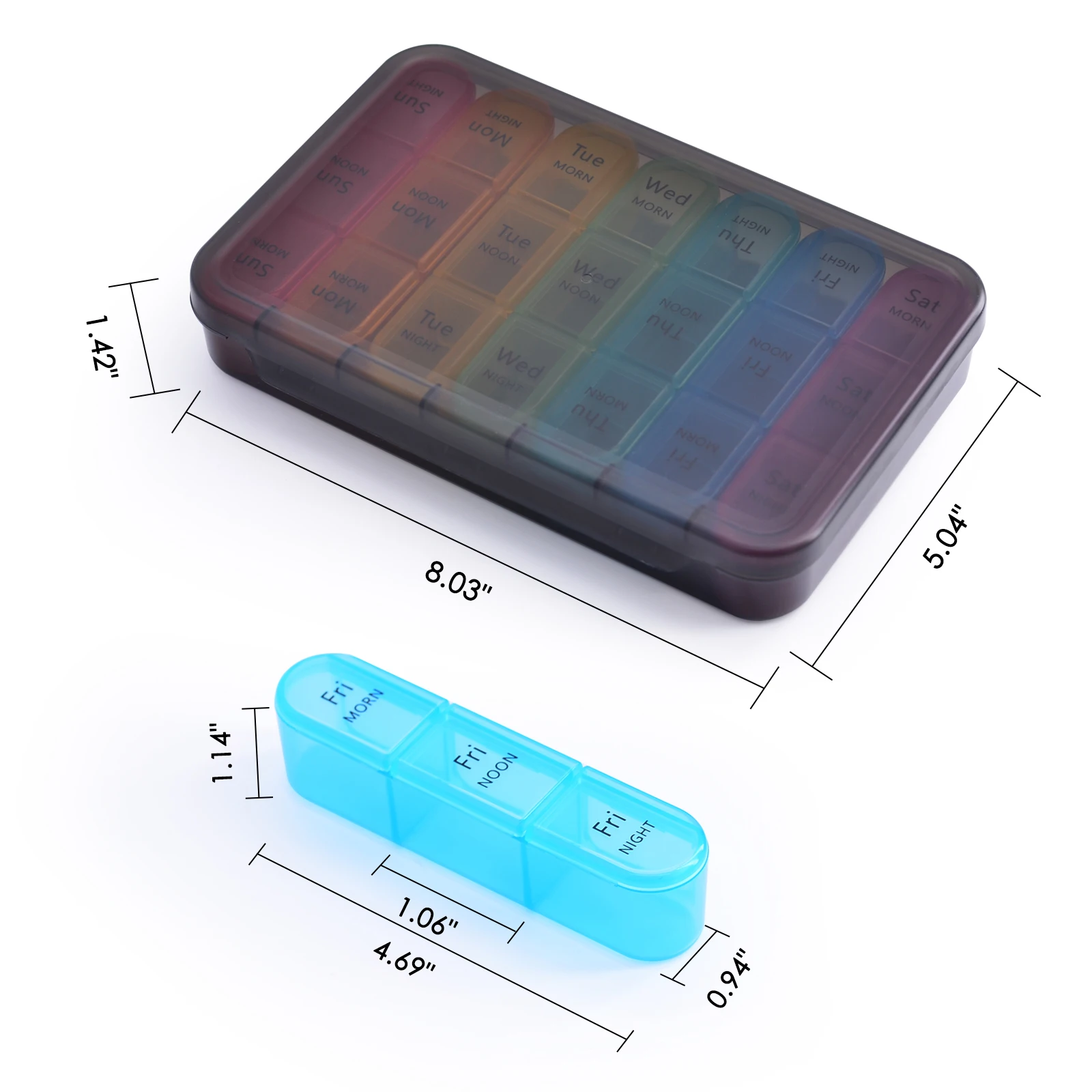 Weekly Pill Organizer 3 times a day Large Daily Pill Case Box Portable Moisture-Proof Travel Container for Vitamin/Pill/Fish oil