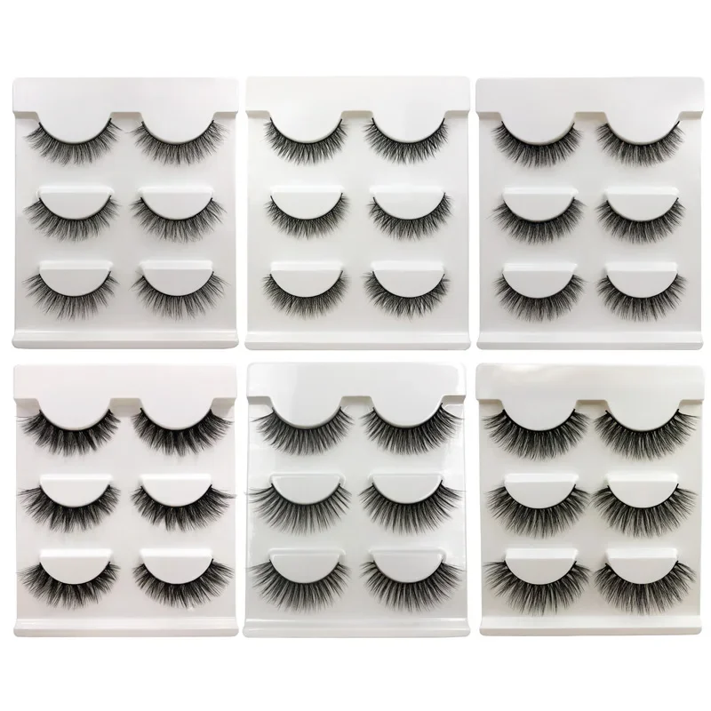 3 Pairs SHIDISHANGPIN Natural Wispy 3D Mink Lashes - Makeup False Eyelashes