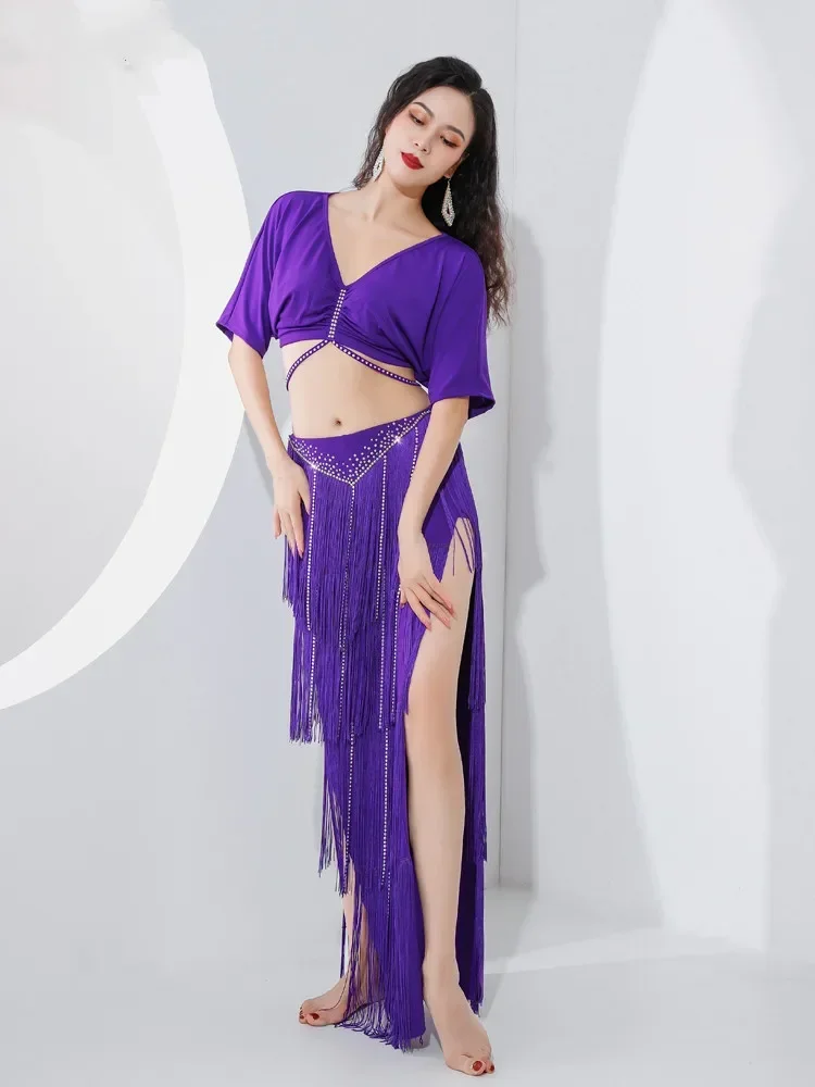 

Woman Costume Skirt Set Fairy Bellydance Adult's Professional Fringe Tassel Oriental Show Clothes 2 Piece Sexy Pretty Outfits L