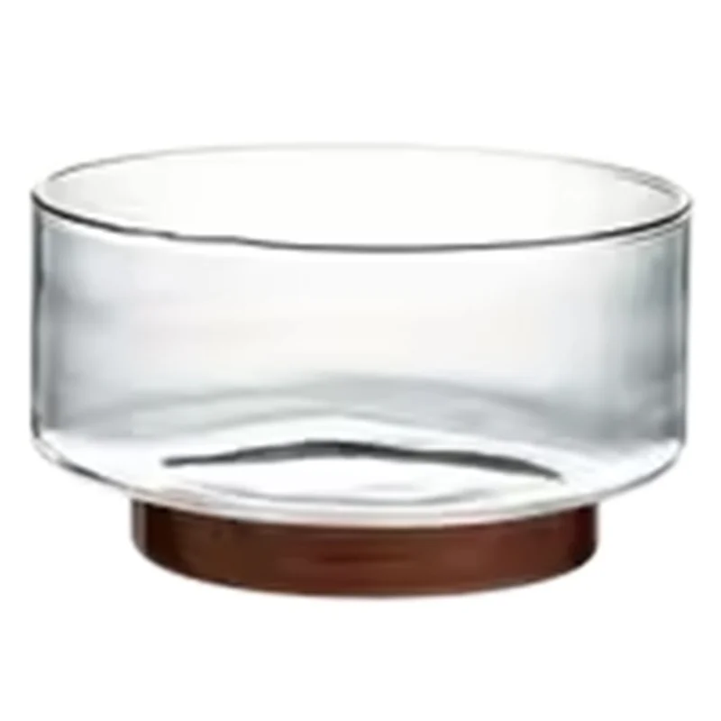 

AAAN-Glass Fruit Bowl Salad Bowl Wood Base Storage Containers Popcorn Nuts Snacks Home Christmas