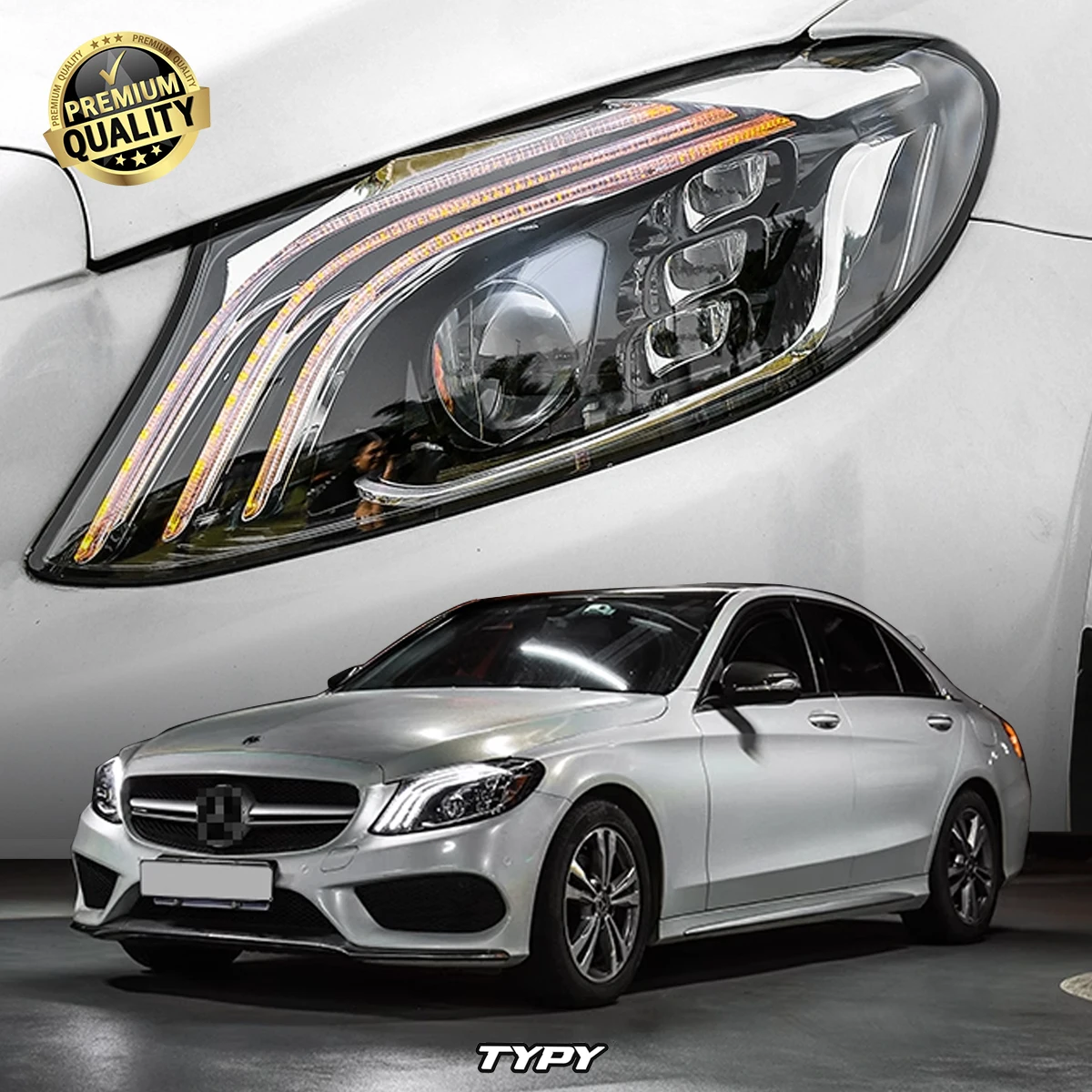 

Автомобильные фары TYPY для Benz C-Class W205, фары купе 2015-2021, светодиодные фары для проектора, дневные ходовые огни, автоаксессуары