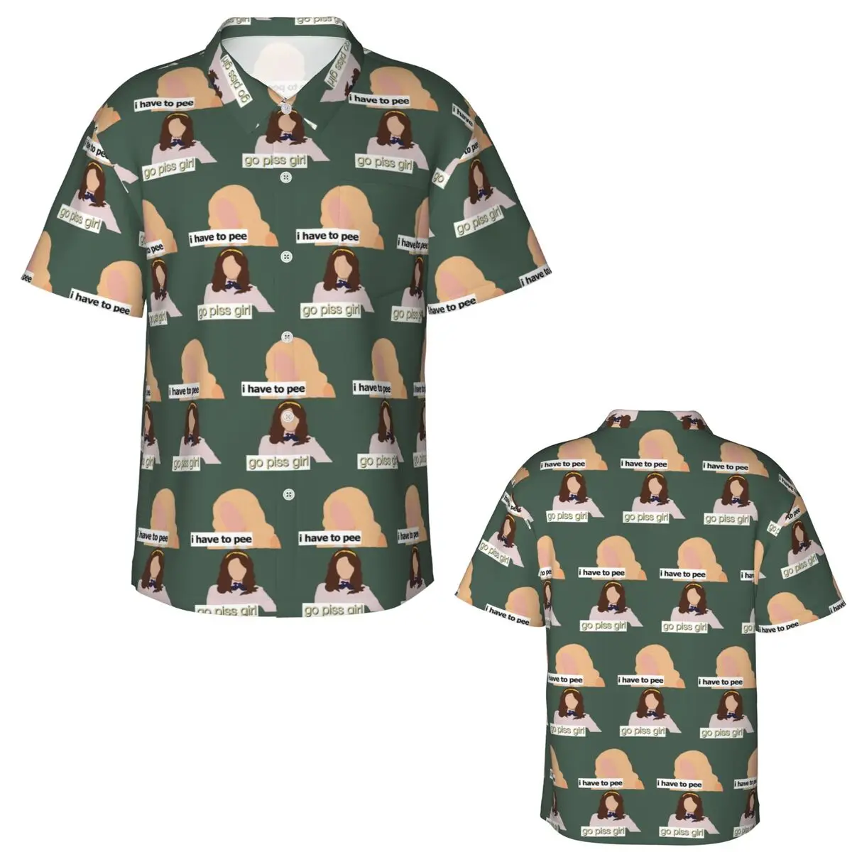 Go Piss Girl Hawaiian Shirts Casual Men Short Sleeve Shirt for Summer Beach Men's Button Tops