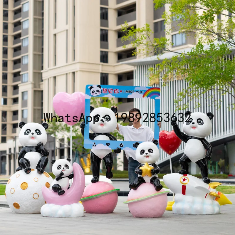 BJ Cartoon Panda Sculpture  Check-in Floor-standing Landscape Sculpture Amusement Park Mall Scenic Area Decoration Display