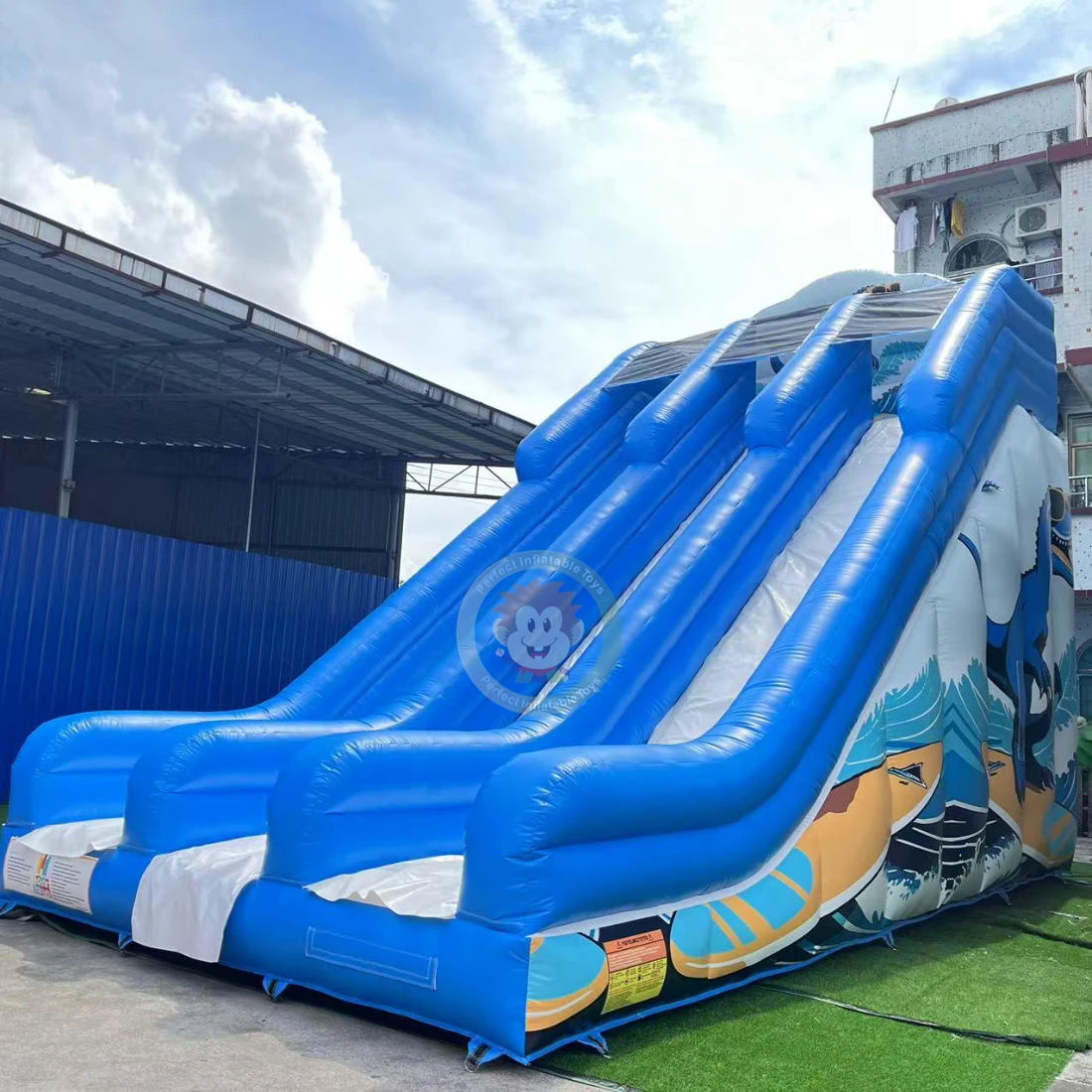 Jumping Castle with Slide and Pool Dinosaur Inflatable Trampolines Dry Slide