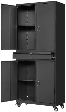 Metal Garage Storage Cabinet with Locking Doors and Adjustable Shelves, 73