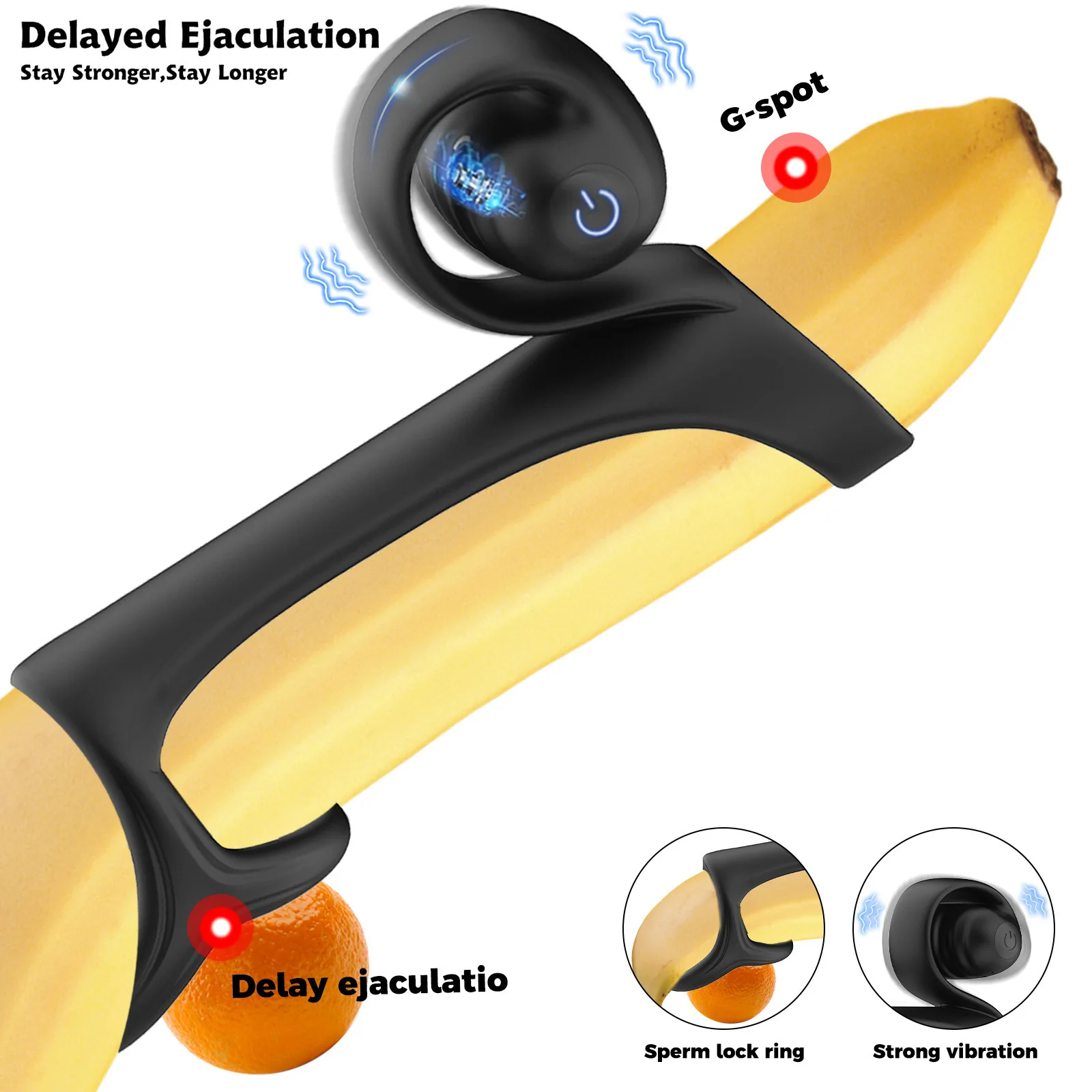 New Triple-Ring Vibration Locking Ring Couples' Resonance Self-Masturbation Male Penis Delaying Recovery Ring Adult Sexual Aid