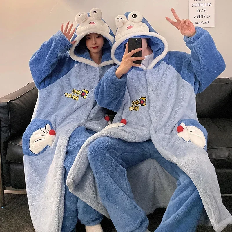 Tom and Jerry Coral Velvet Couple Pack Padded Pajamas Cute Cartoon Anime Nightgowns Loungewear Bathrobes Holiday Gifts Soft Warm