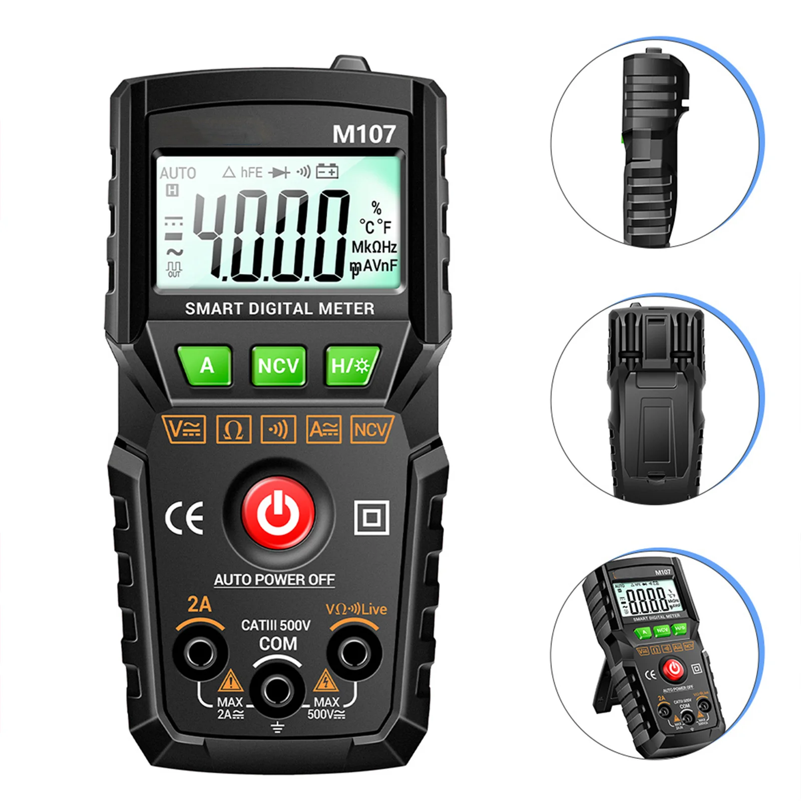 

4000 Counts Smart Multimeter Digital Volt Meter Auto Ranging Tester Backlight Lcd Frequency Continuity Diode Capacitance Tool