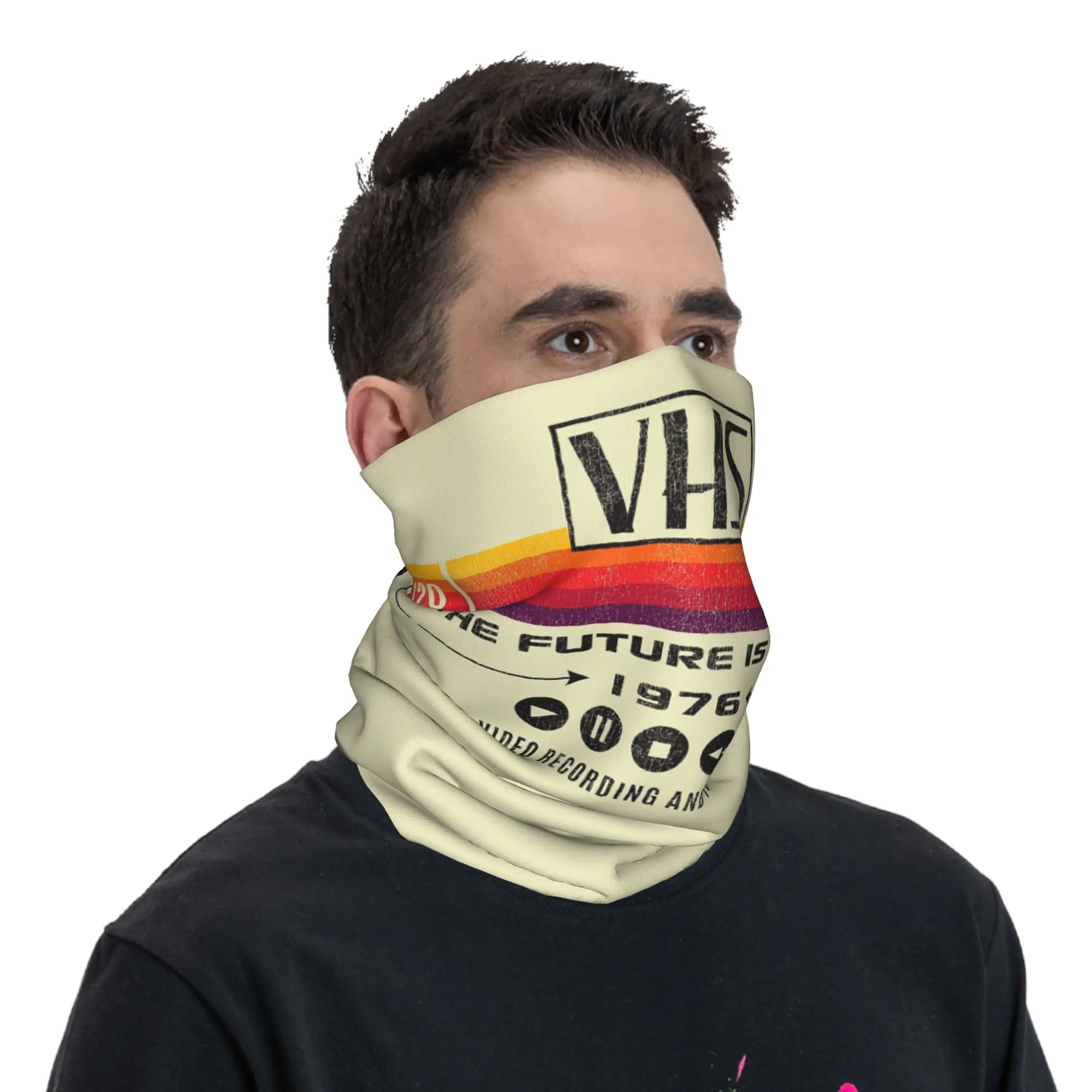 VHS The Future Is Here 1976 Worn Out Lts Bandana Neck Cover Printed Mask Scarf Warm Cycling Scarf Cycling For Men Women Adult