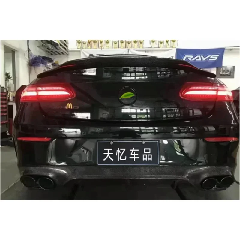 For Mercedes-Benz W238 E300 E400 E53 E63S Coupe 2018-2021 Real Carbon Fiber Rear Bumper Trunk Lip Diffuser Spoiler Exhaust Tips