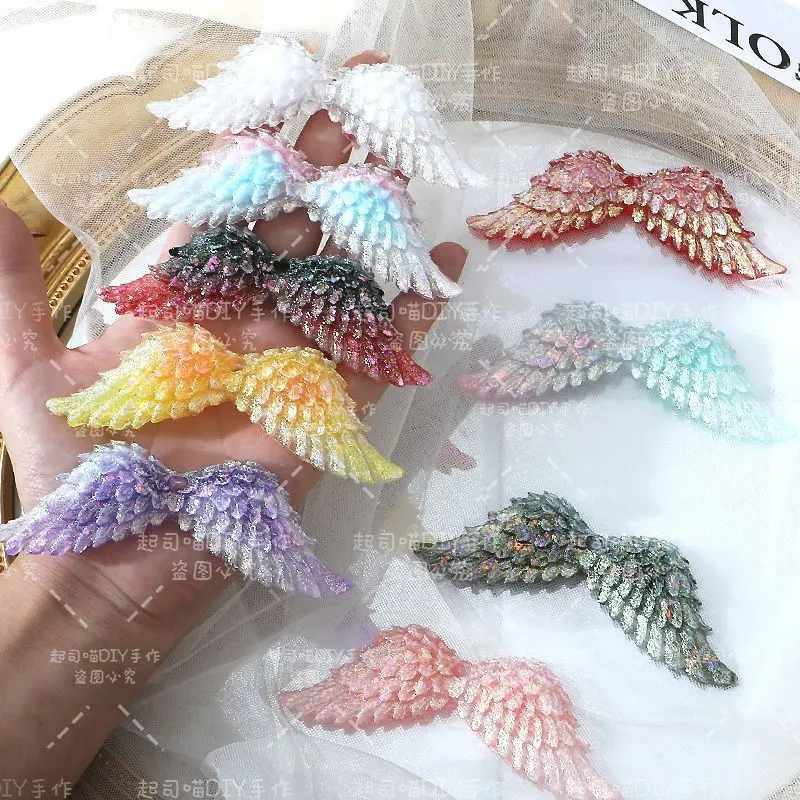 50PCS Sparkling Angel Wings Resin Perforated Luminous DIY Phone Case Decoration Handicraft Accessories Material