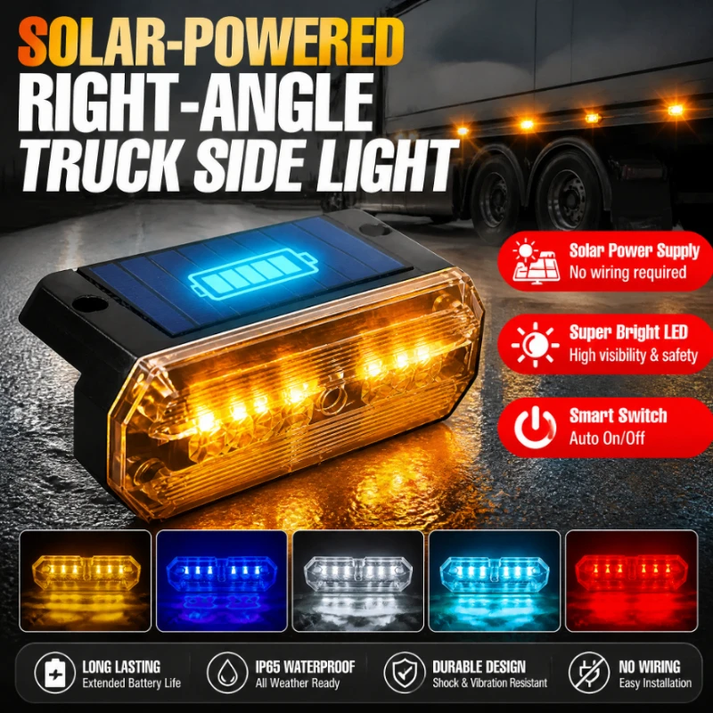 Solar Powered Car Warning Light, Side Marker Light, Light & Vibration Sensor Safety Lamp for Trucks, Auto Anti-Collision Light