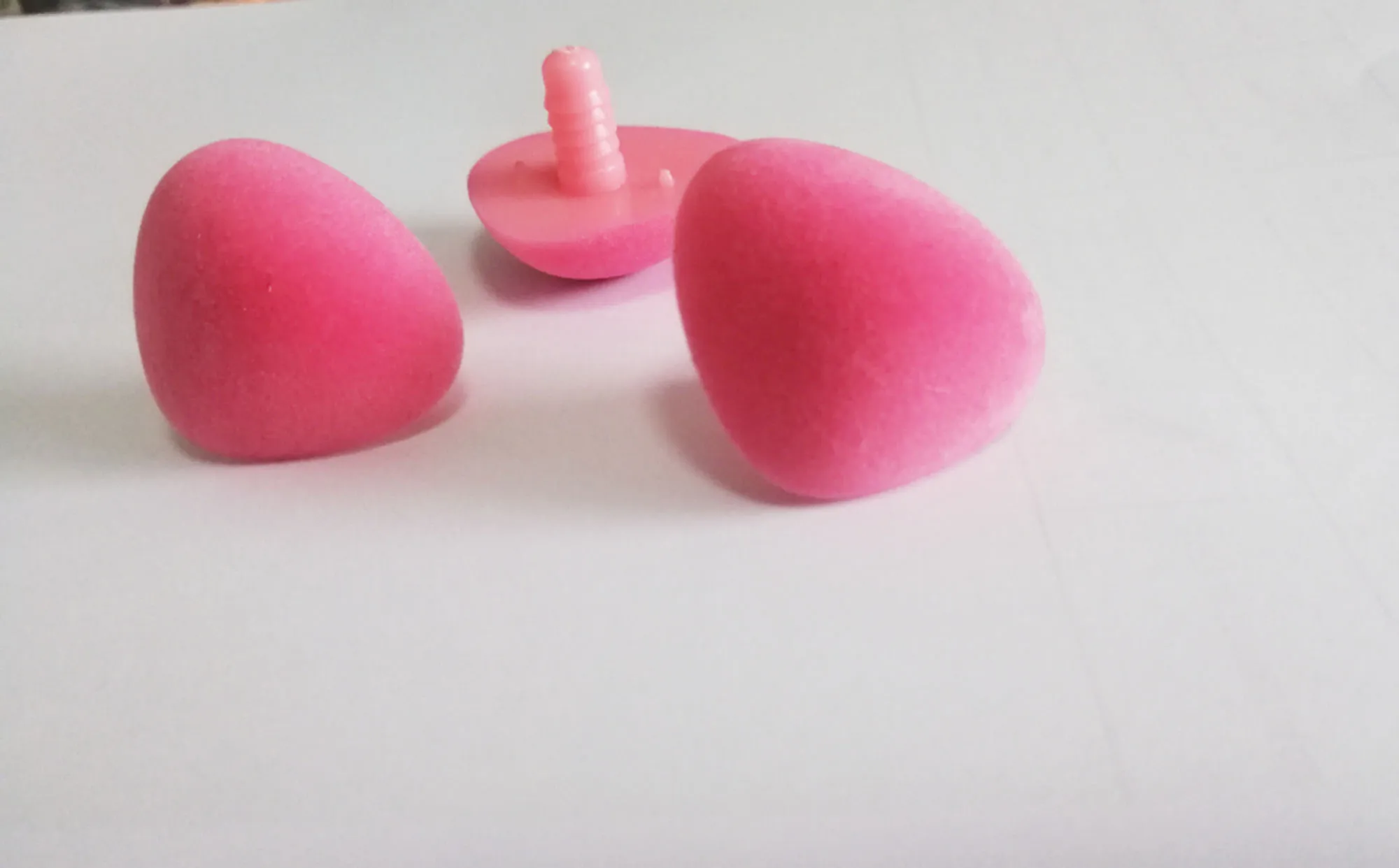 10pcs  37mm pink  flocking  Triangular safety toy nose & washer for diy doll findings--size option