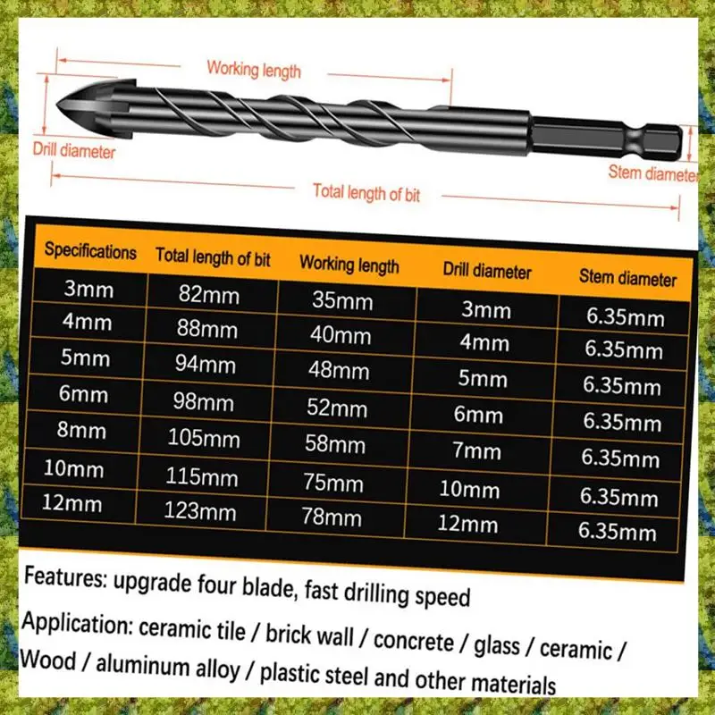 UISN 7 Stück Sechskantschaftbohrer Brennholz Handbohrkegel Mehrzweckbohrer Stufenbohrer Fliesenbohrer