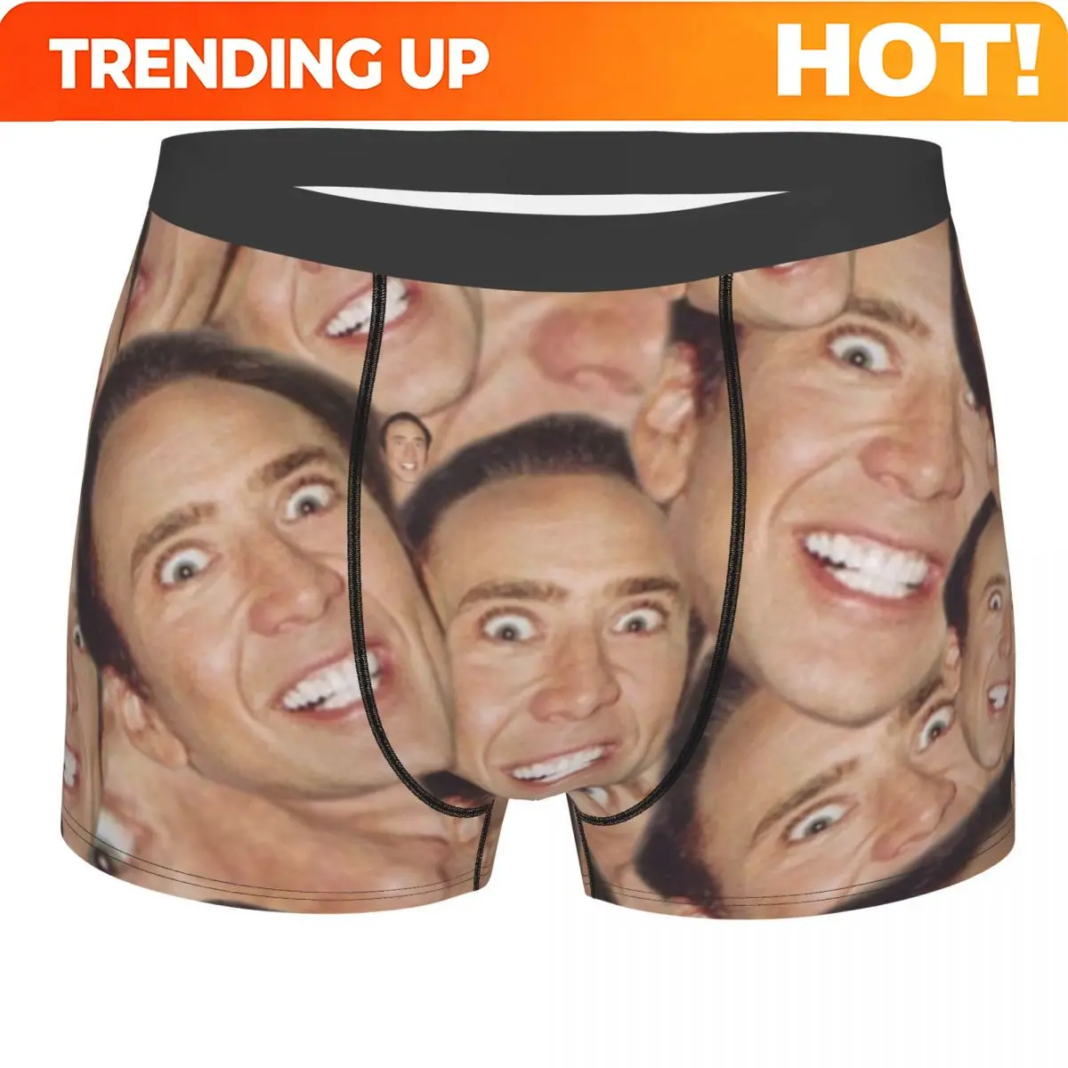 Custom Nicolas Cage Face Collage Design Boxer Shorts For Men 3D Print Funny Meme Underwear Panties Briefs Soft Underpants