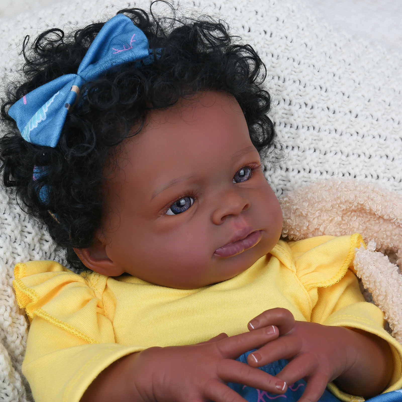 Black Reborn Baby Dolls, 20 Inch Realistic Newborn African American Real Life Baby Doll Soft Cloth Body with Gift Box for 3+