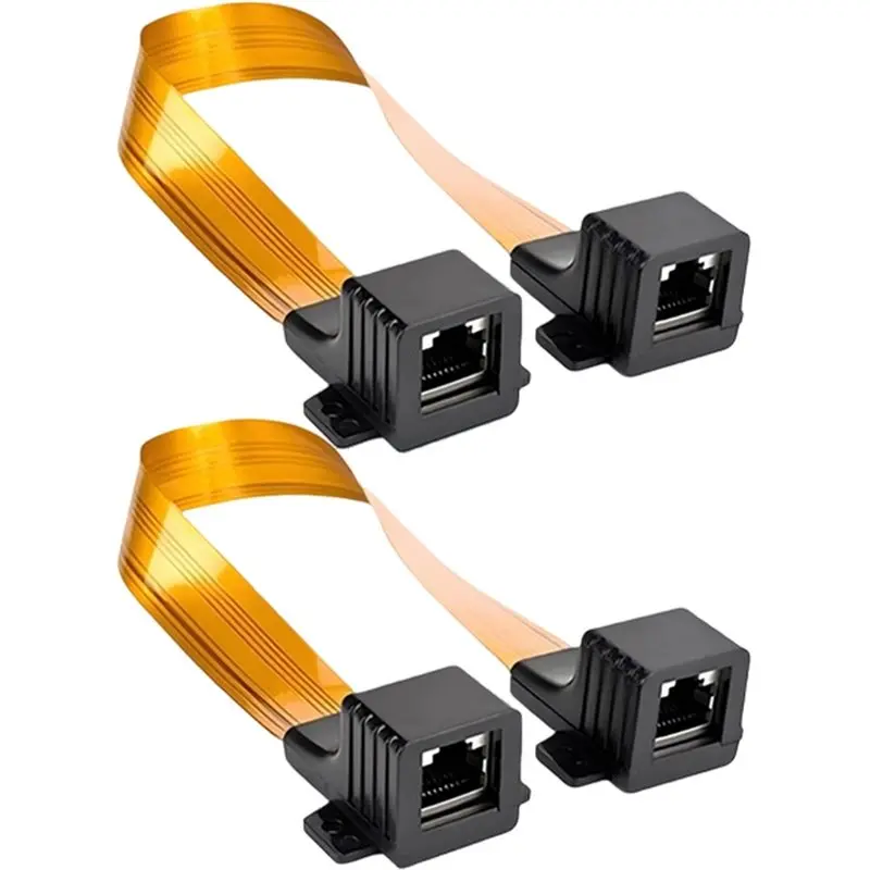AS95-Flat Cat5 RJ45 Female F Connector Feed-Through Jumper Cable For Home/Car Window Door