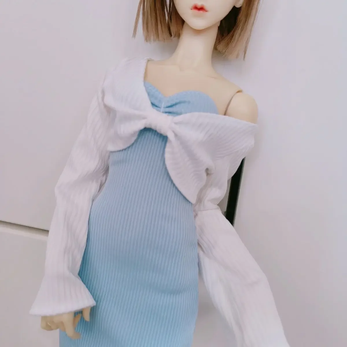 60cm Doll's Clothes for 1/3 Bjd Doll Girl Toys Knit Slim Bottomed Skirt Bow Jacket Dress Up Play House Doll Accessories,no Doll