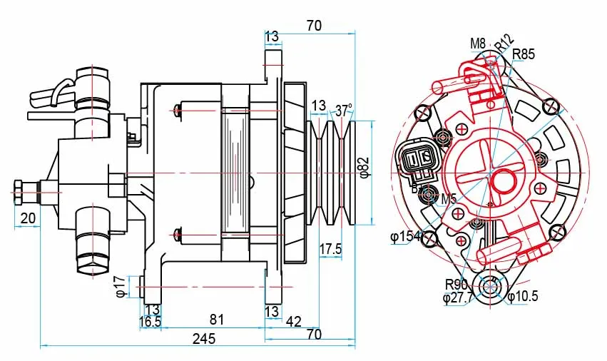 Auto Car Alternator 12v Nissan Accumulator - Mini Pajero Dc Alternator-3415691 Claw-pole Type Picture Shows Alternator Assembly