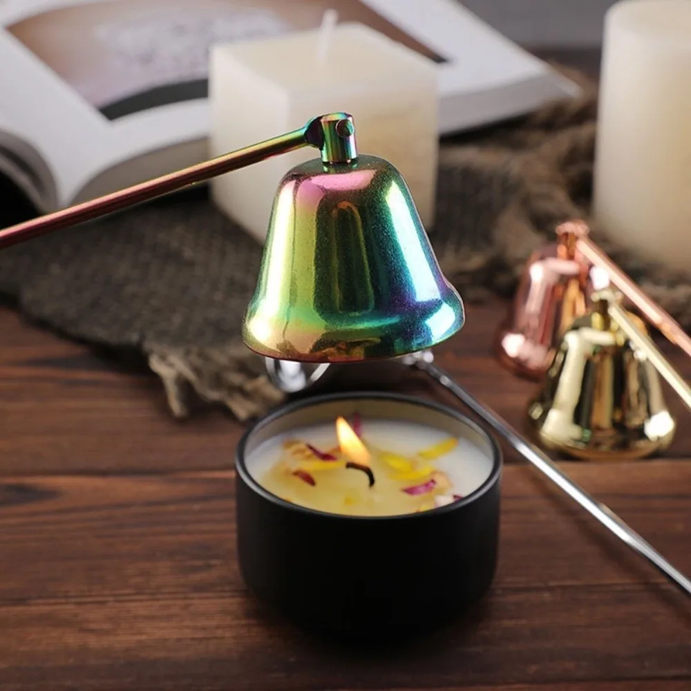 Stainless Steel Candle Extinguisher Bell Shape Cover Anti-Slip Candle Stopper Wick Snuffer with Long Handle