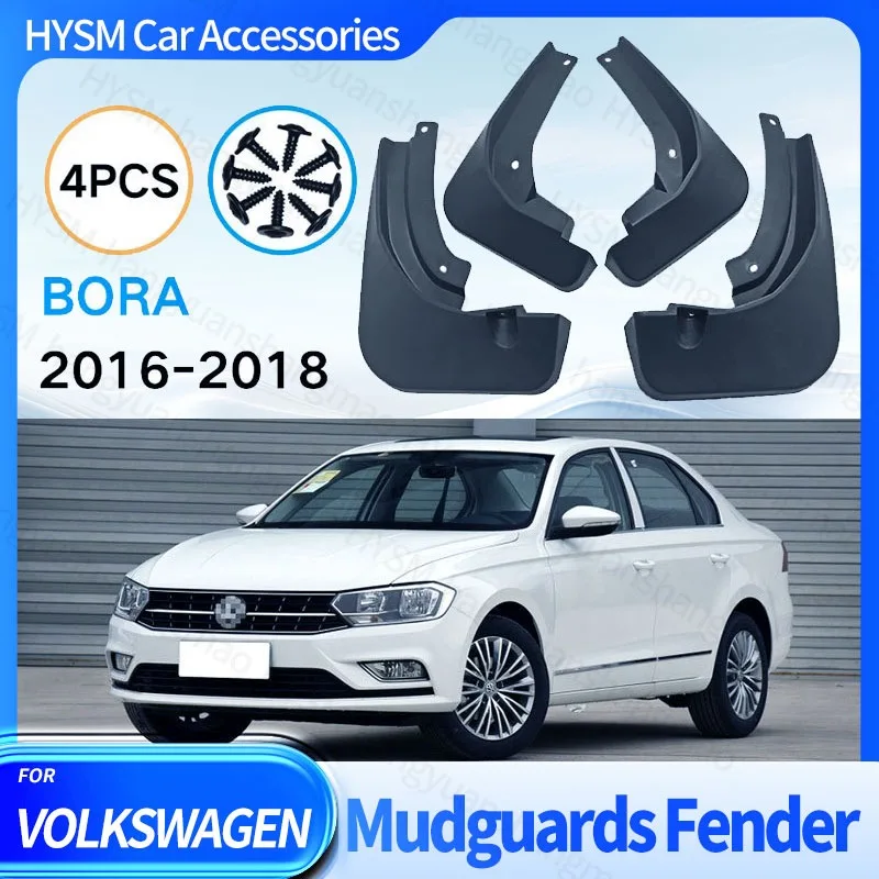 For VW Volkswagen Bora 2016-2018 Mudguards for Fender Flaps 4 Piece Black Automotive Exterior Parts Upgrade for Protection