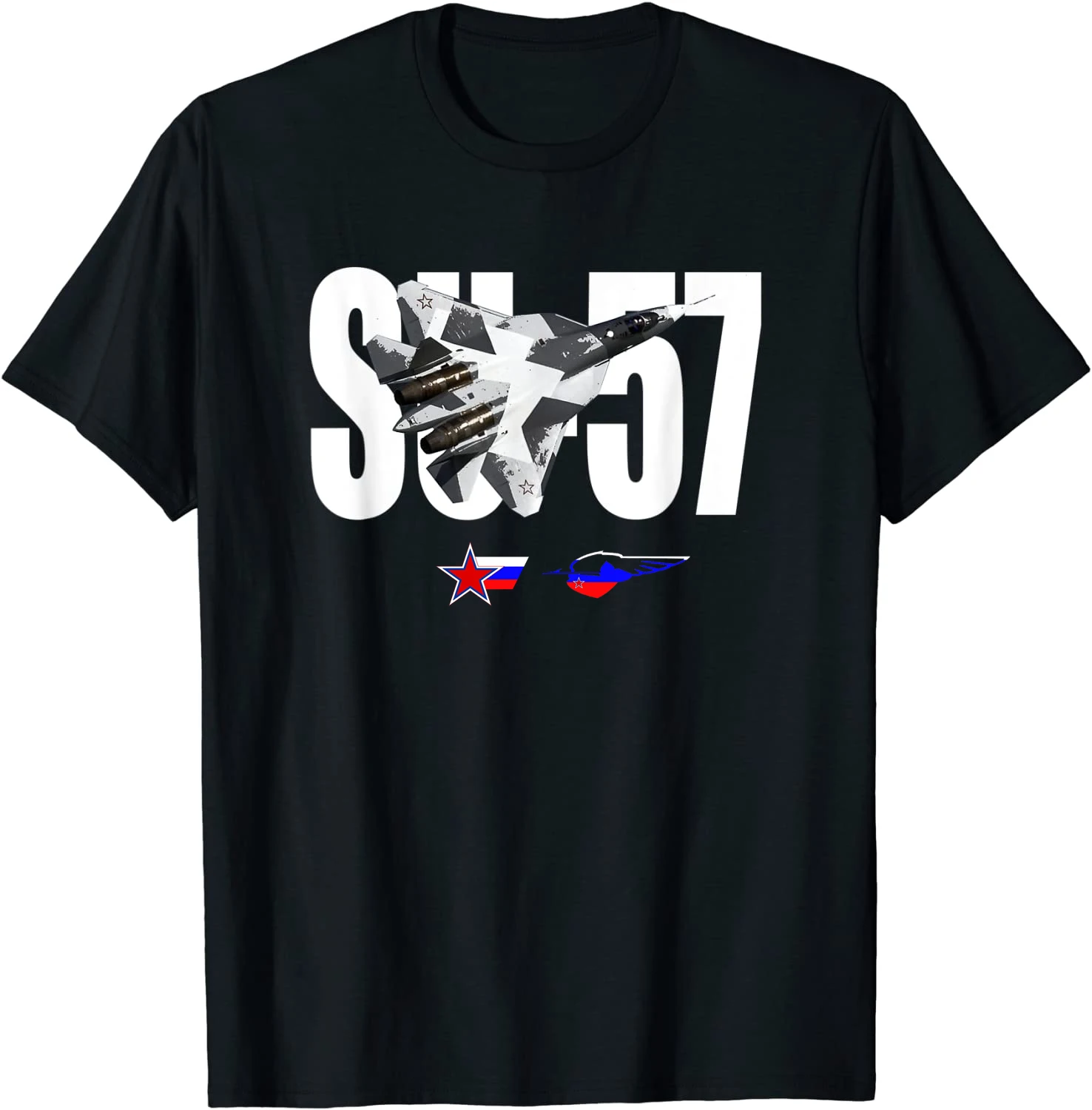 Russian Aerospace Force Sukhoi Su-57 Stealth Fighter T-Shirt. Premium Cotton Short Sleeve O-Neck Mens T Shirt New S-3XL