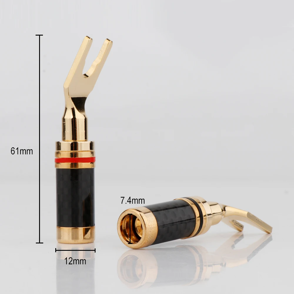 Hi-End Sy1532 Messing mit 24 Karat vergoldeter Verriegelung schraube Y-Spaten stecker Lautsprecher kabel Kabelst ecker 7,5mm Durchmesser – Detail 1