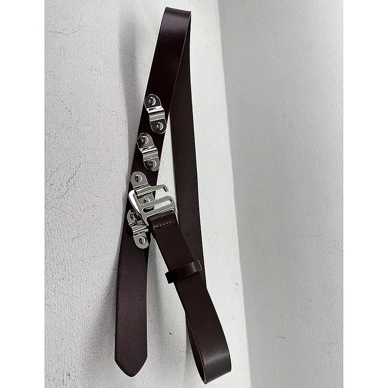 เข็มขัดหนังแท้สไตล์พังก์สำหรับผู้หญิง รุ่น J1602 ใช้ตกแต่งชุดหรือคาดเอว