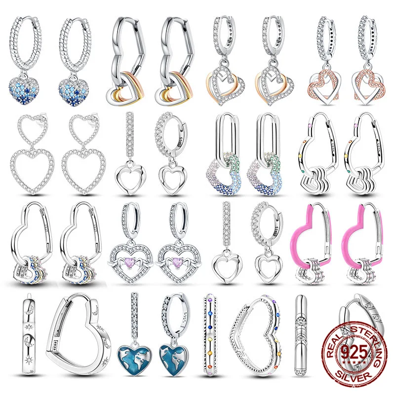 2024 gran oferta 100% Plata de Ley 925 corazón a corazón Día de la madre pendientes rosas en forma de corazón para mujer para regalo de aniversario de fiesta