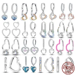2024 Hot Sale 100% 925 Sterling Silver Heart to Heart Mother's Day Heart Shaped Pink Women's Earrings for Party Anniversary Gift