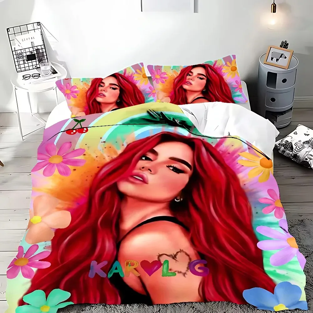 Exquisite 3D Karol G-Manana Wallpaper Star Digital Printing Bedding Set Duvet Cover Comforter Bed Youth Kids Girl Boys Gift