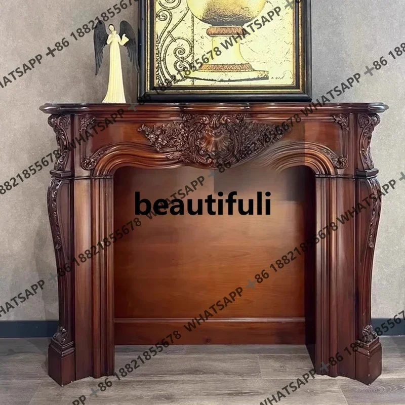 ZJAmerican stove cabinet carved fireplace decorative cabinet European living room background wall entrance entrance cabinet