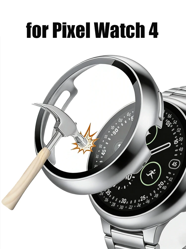 Case for Google Pixel Watch 4 Screen Protector 41mm 45mm Hard PC Protective HD Tempered Glass Bumper Cover for Google Watch 4