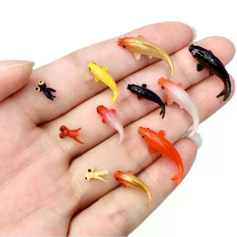 5 stks Poppenhuis Miniatuur Model Vis Karper Simulatie Dieren Voor Kinderen Speelgoed DIY Decoratieve Goudvis Beeldjes Home Decor Ornament