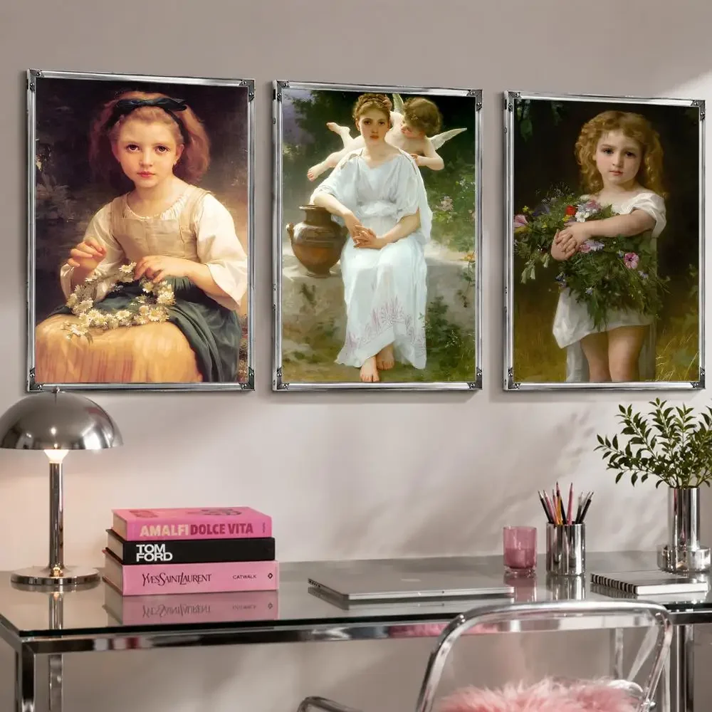 Artist Romantic W-William Bouguereau Poster Self Adhesive Wall Decor Waterproof Removable for Bedroom Living Room bar Gift
