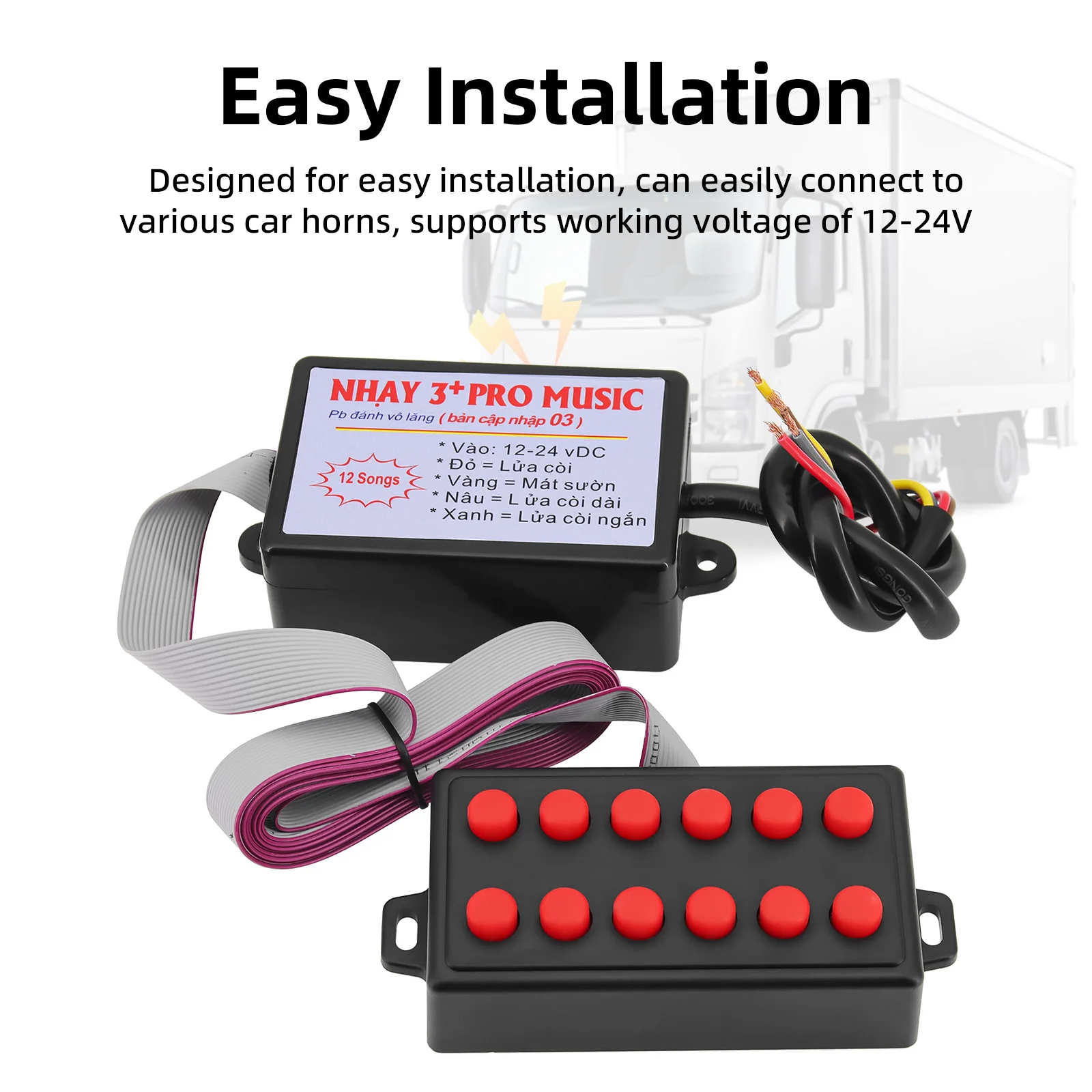 12 Sounds Car Horn Controller Electric Horn Speaker Sound Control Unit  Effects Switching 12-24V for Car Truck Marine Boat