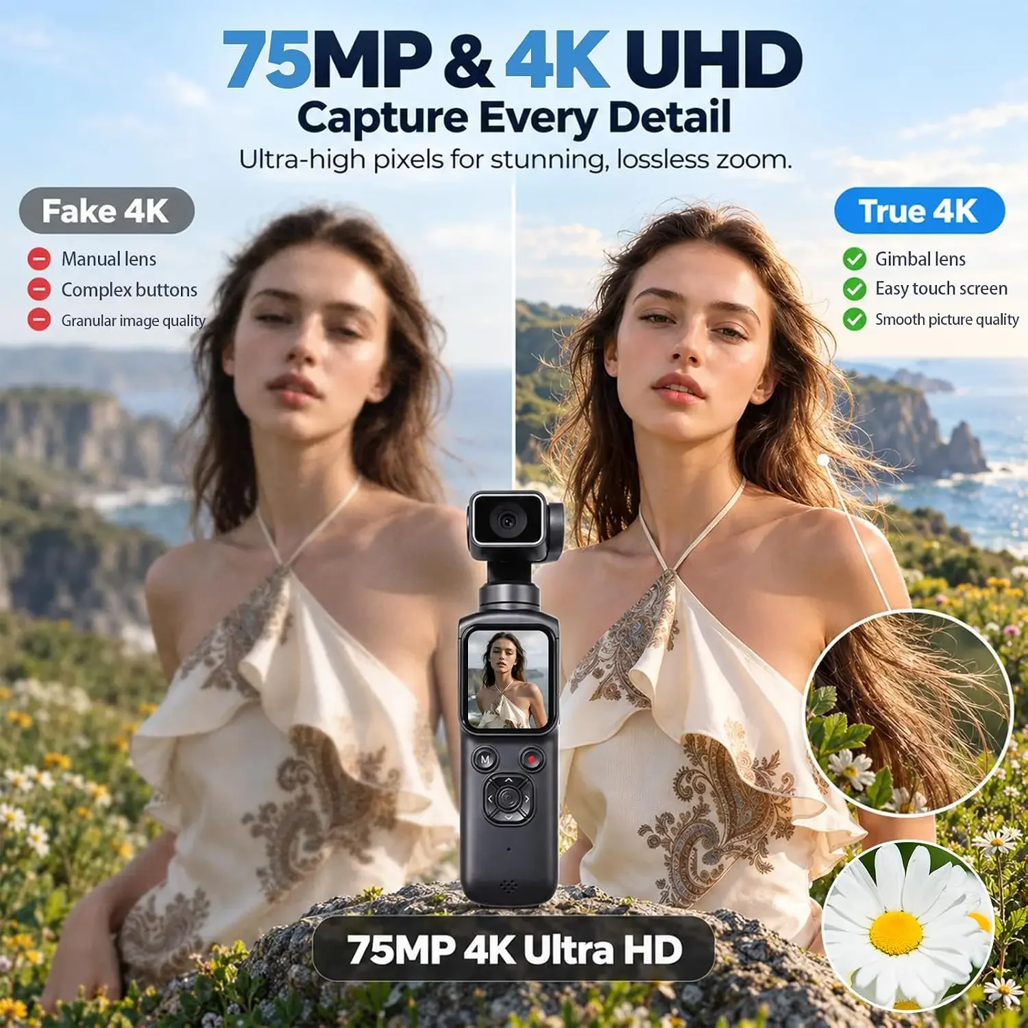 4K Action Camera Wifi Touch Screen Stabilization Sport BodyCam Portable Small Video Recorder Digital Vlog Pocket Camera travel