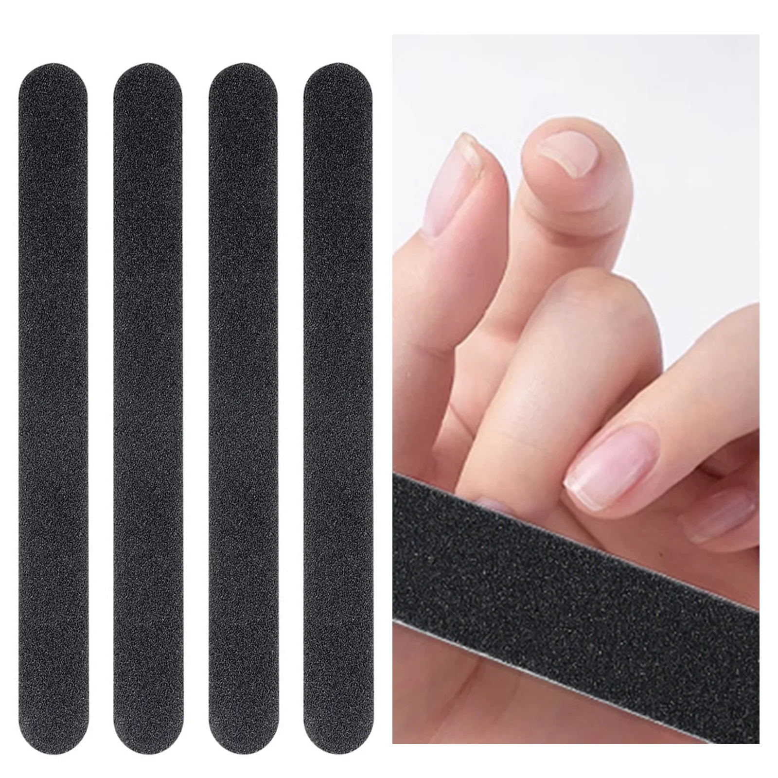 Black Mini Replacement Nail Files 5Pcs 13.5CM Removable Strips Pads 100/180/240 Metal Handle Care Sanding Files For Manicure