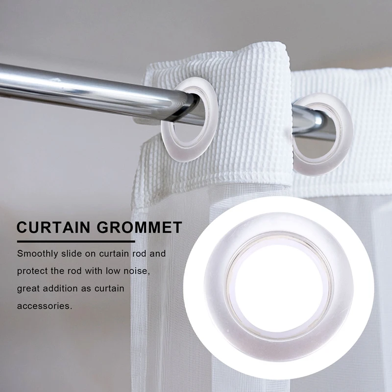 50 Pack Curtain Grommet, Inner Diameter 43Mm Curtain Eyelet Rings Nanoscale Low Noise Roman Ring (Silver)