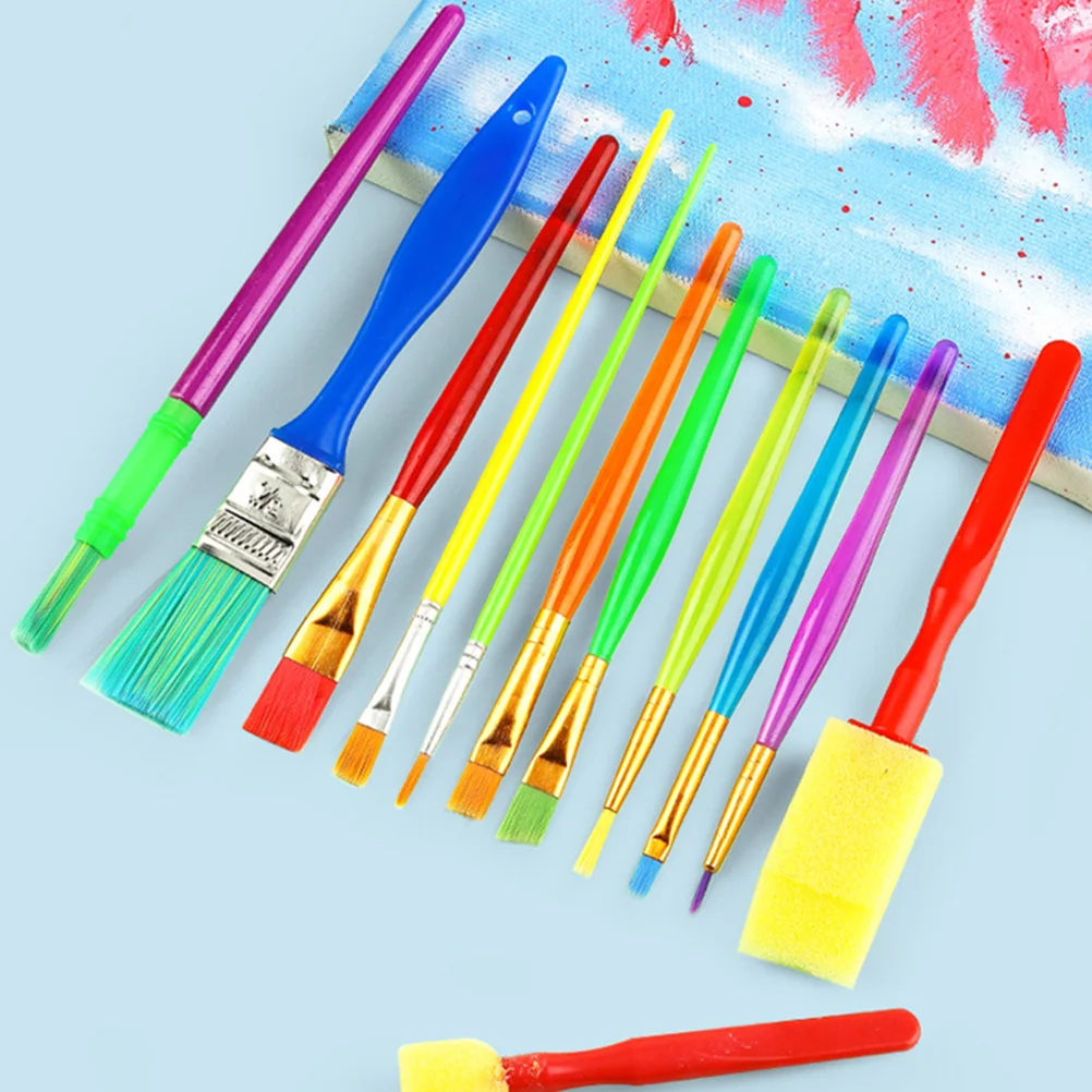 

12 Pcs Painted Sponge Brush Set Oil Painting Tools 's Paints Drawing Pen