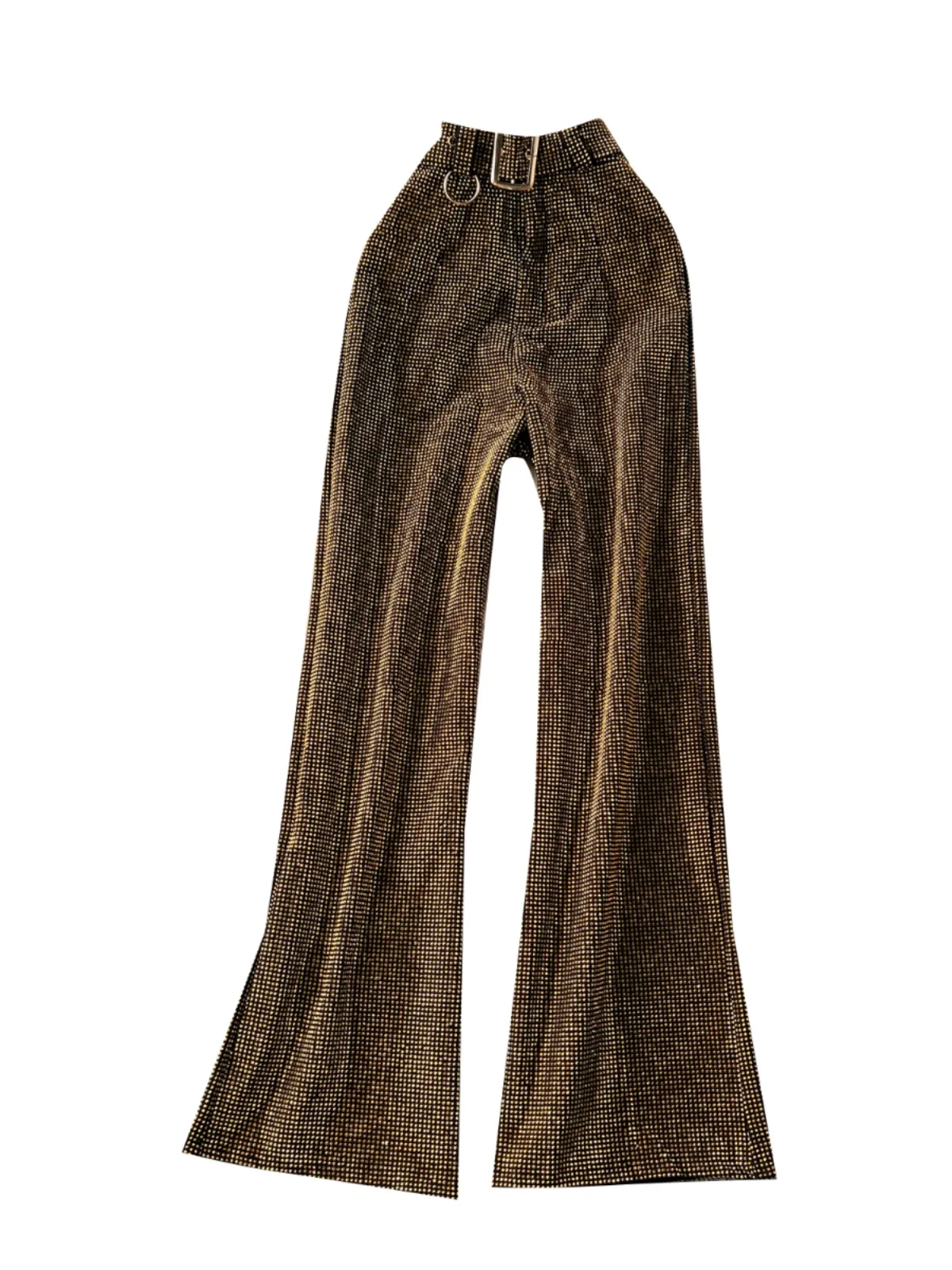 بنطلون طويل واسع الساق مزين بالأحجار اللامعة للنساء، فضفاض ونحيف، بتصميم أنيق وطويل يصل إلى الأرض، مناسب للعمل، بخصر عالٍ #4