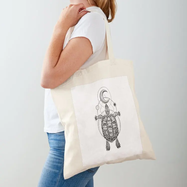 

Turtle and Moon Tote Bag eco bag folding shopping trolley bag Handbags women large size bags