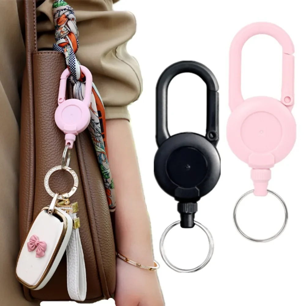 Ratractable Keychain Bag Parts Hook for Doll Pendant Holder Hook Badge Reel Easy To Pull Pass ID Work Card Clips Badge Reels