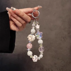 High Quality Luxury Drill Love Heart Star Chain Wrist Short Lanyard With Mobile Phone Case Cute Keychain Pendant Accessories
