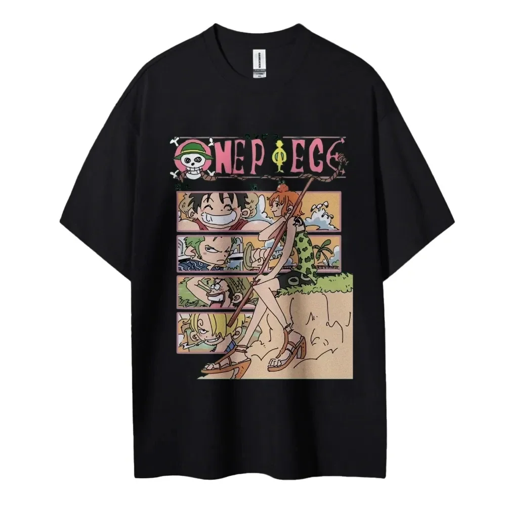 

ONE PIECE Japanese Hot-blooded Anime Classic Characters Sports Casual Short-sleeved Comfortable Half-sleeved Popular Couple Top