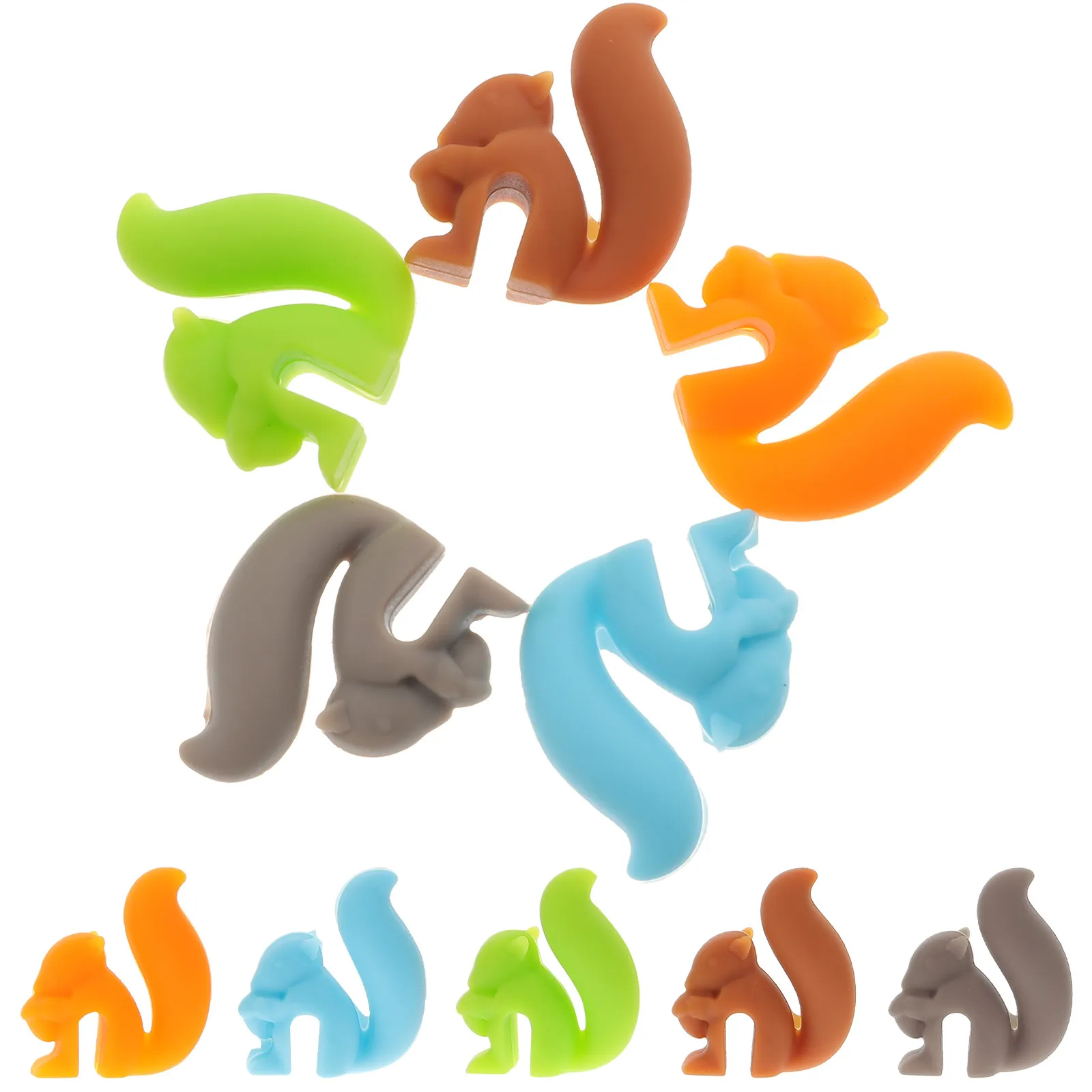10Pcs Silicone Squirrel Wine Glass Markers Reusable Identifiers Drink Tags Party Tea Bag Holders Glass Charms Drink Markers