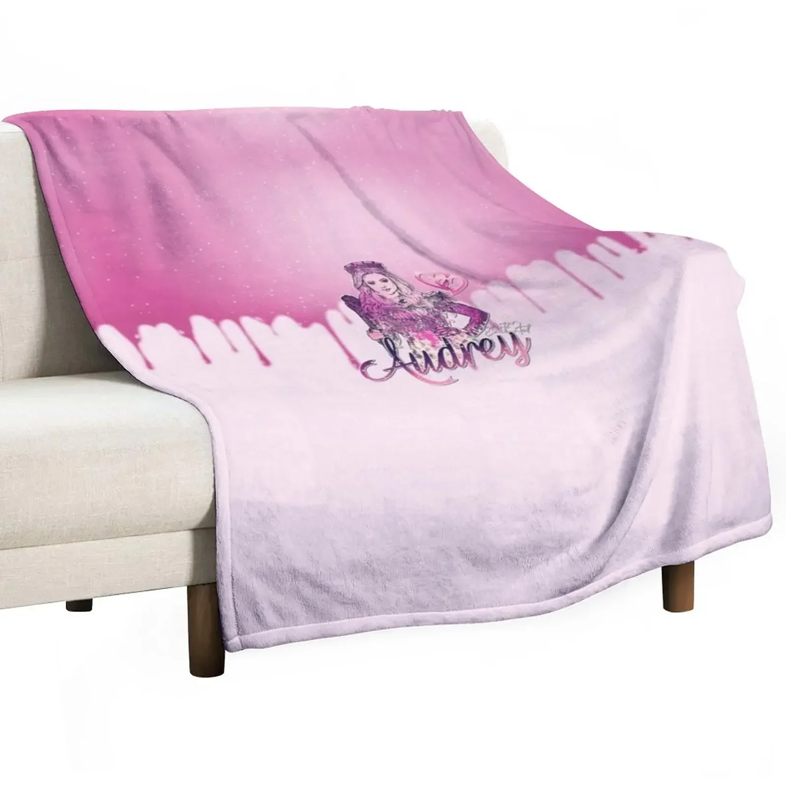 Audrey Descendants (Pretty Pink Princess Queen Girl) Throw Blanket For Baby Plaid on the sofa Blankets